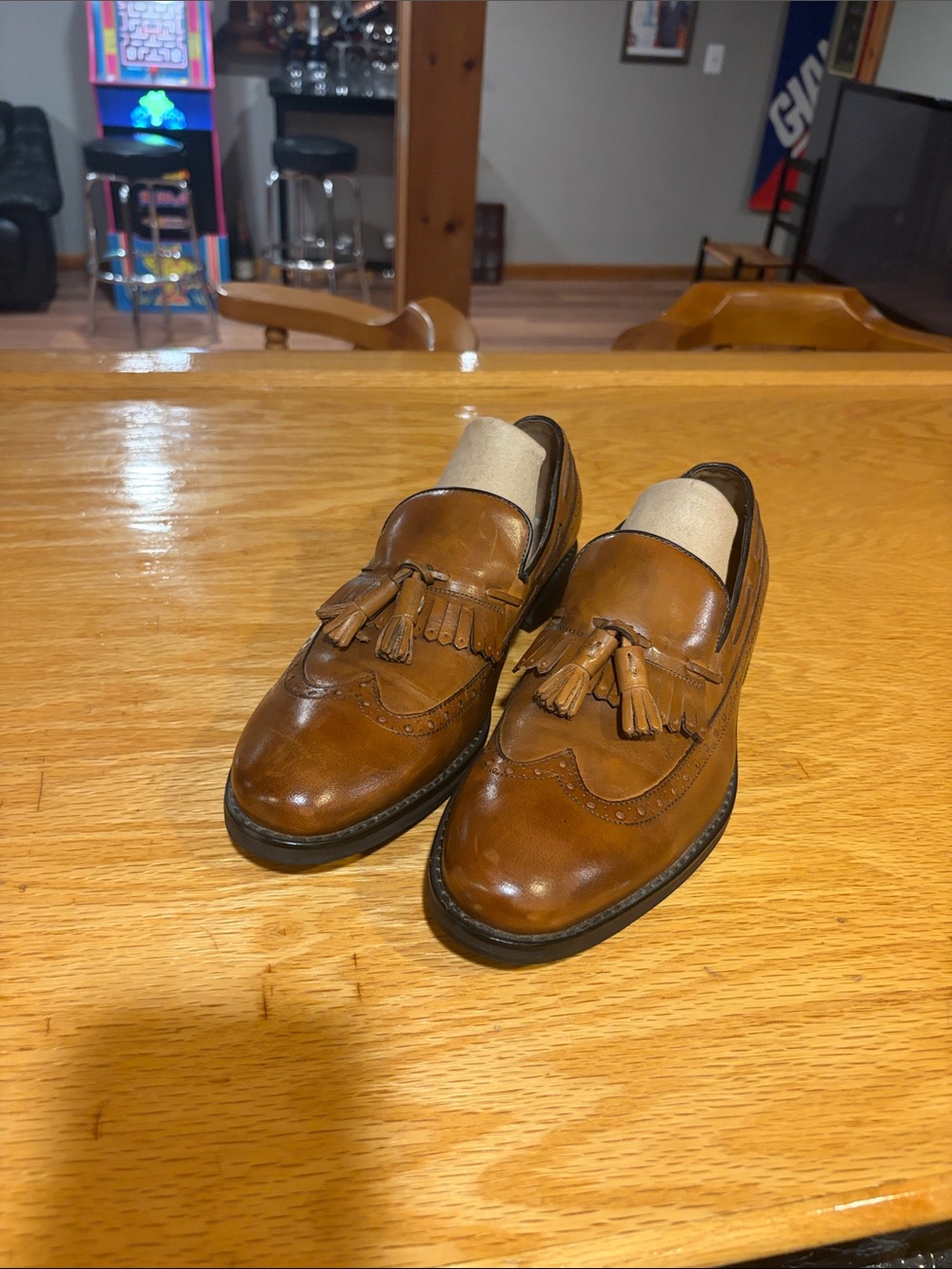 Johnston & Murphy Cognac Leather Tassel Kiltie Loafers